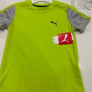 Puma Kids Neon Green and Gray Tee Size 6 New
